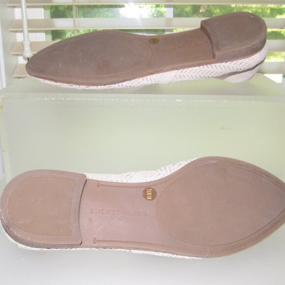 Lucky Brand Brogan Taupe Perforated Suede Loafers Women’s 7.5 M Minimalist Boho - Picture 7 of 9